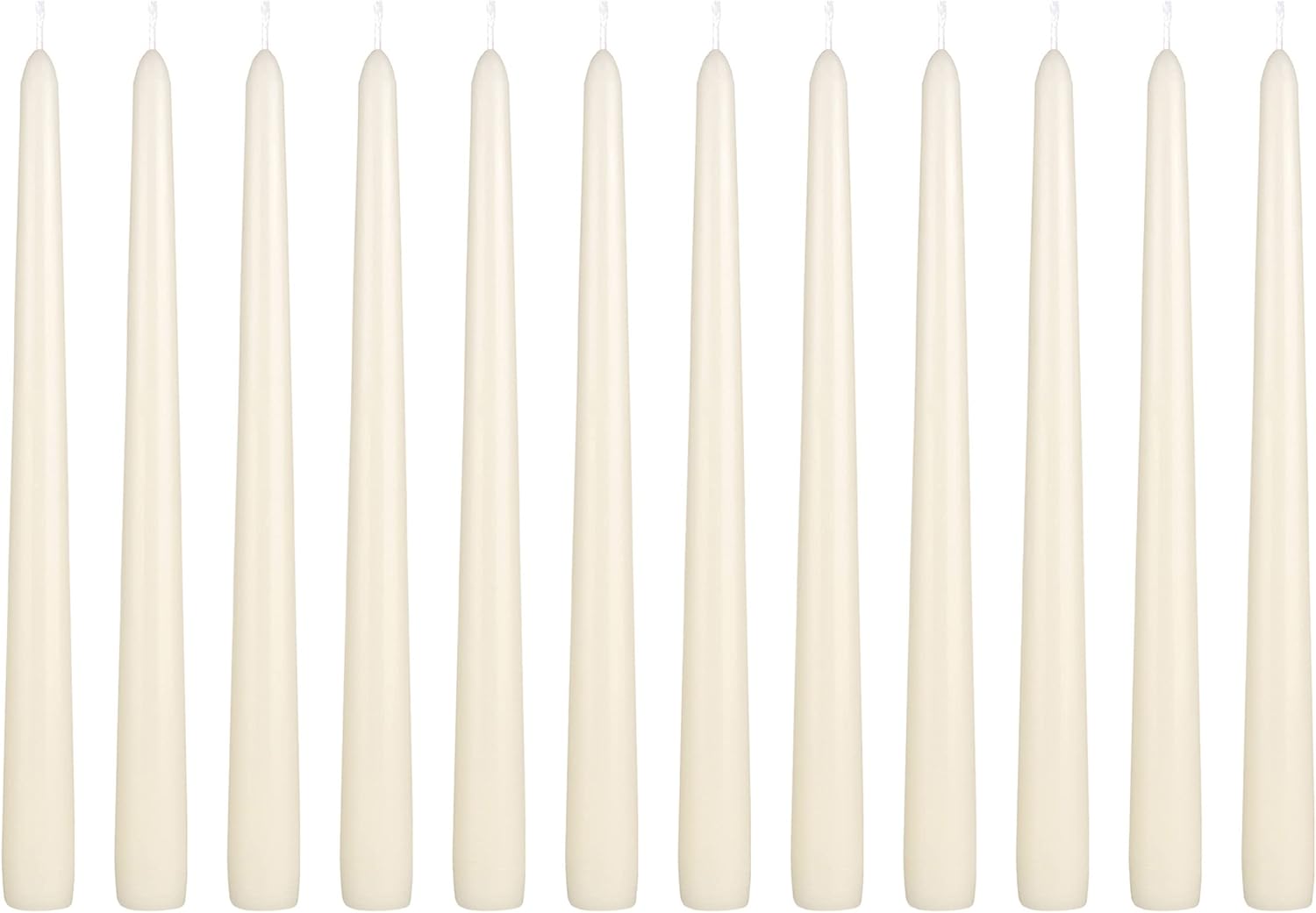 Mega Candles 12pcs Unscented Ivory Taper Candles