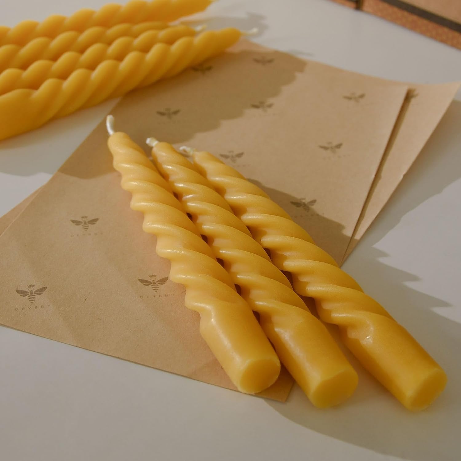 DEYBBY Spiral Beeswax Candles Set of 4