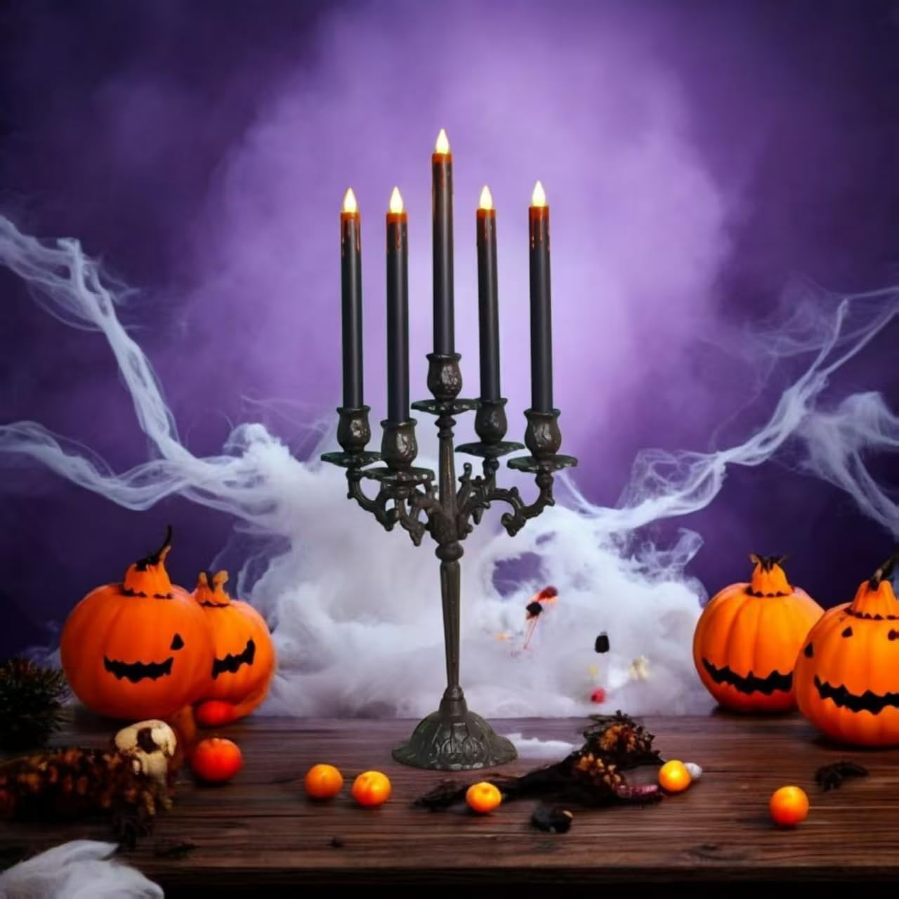 Halloween LED Flameless Taper Candles 6 Pcs with Remote Timer