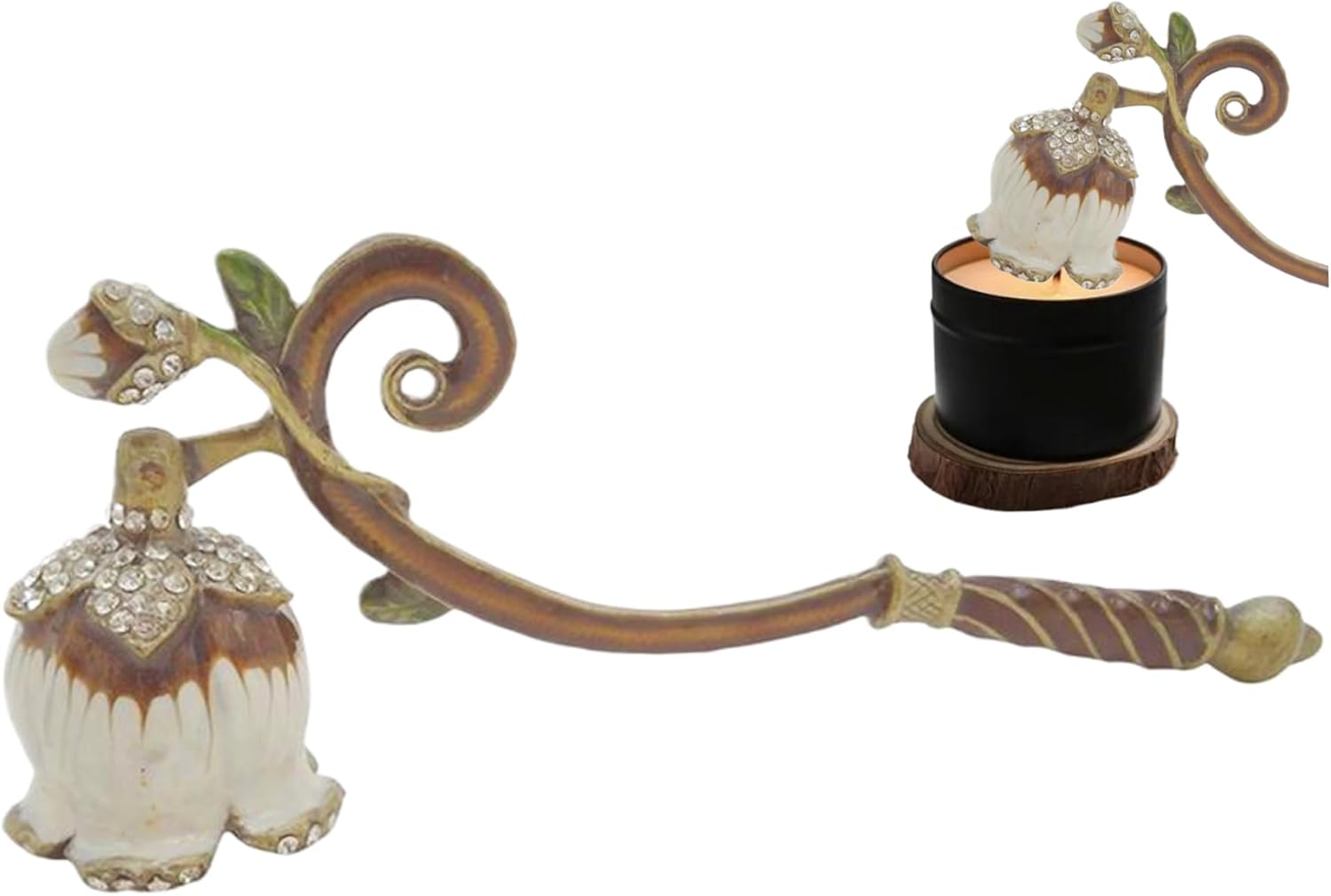 Elegant Lily of the Valley Candle Snuffer 63 Metal Handle Extinguisher