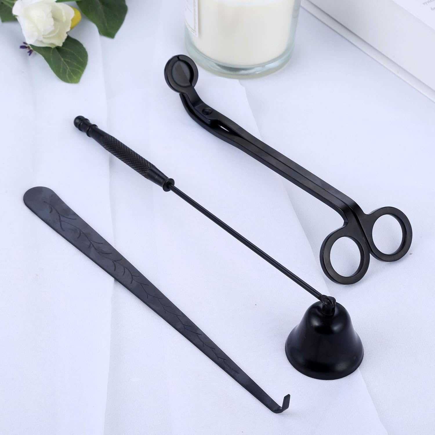 MUXSAM 3 in 1 Candle Tools Set - Candle Snuffer Wick Trimmer Wick Dipper