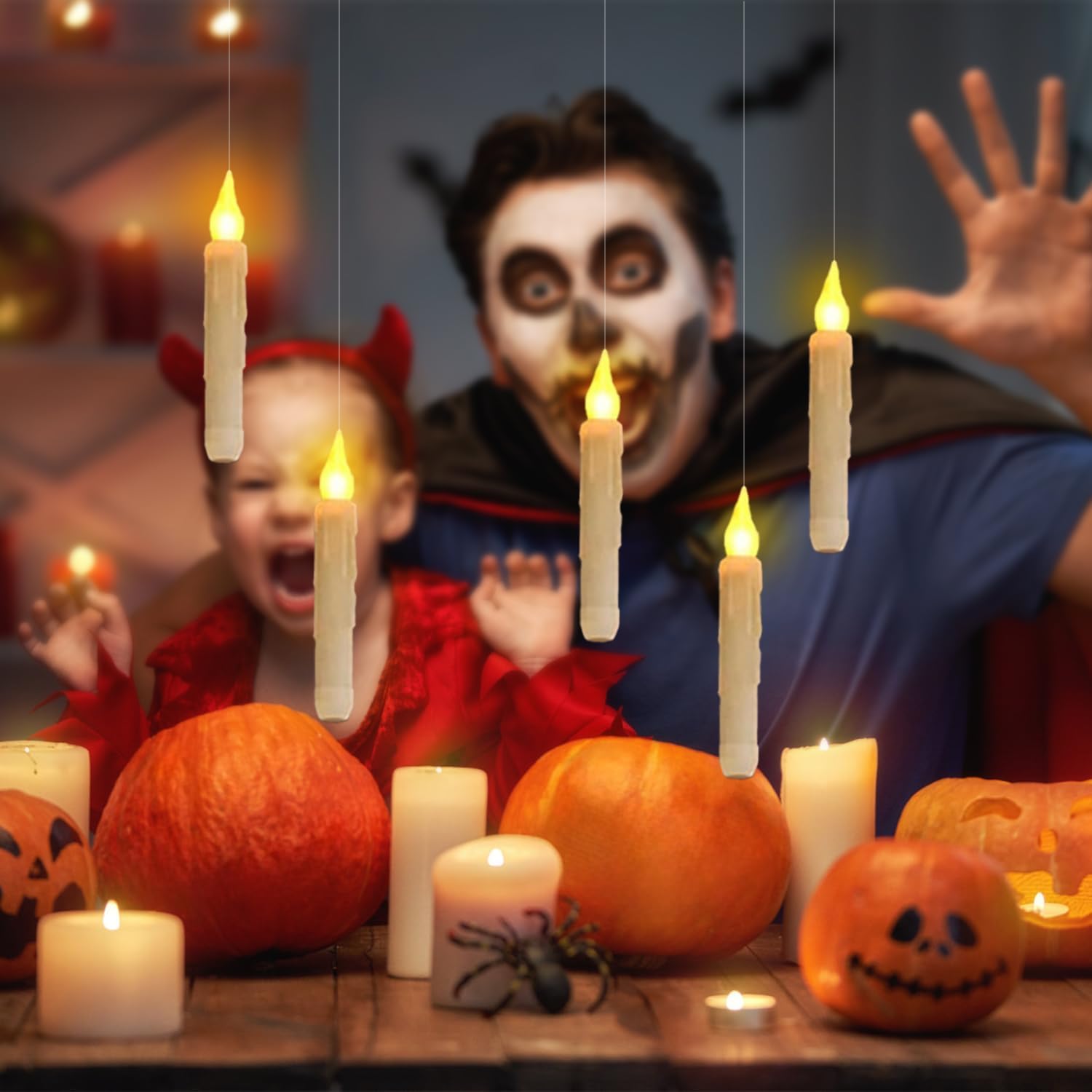 Magic Floating Candles with Wand 12PCS LED Halloween Decorations