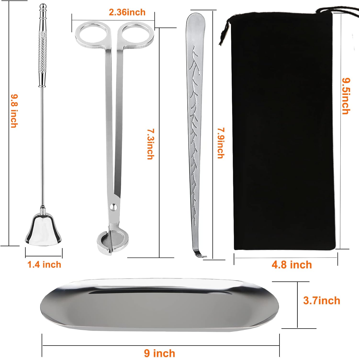 5 In 1 Candle Accessory Kit Silver Set