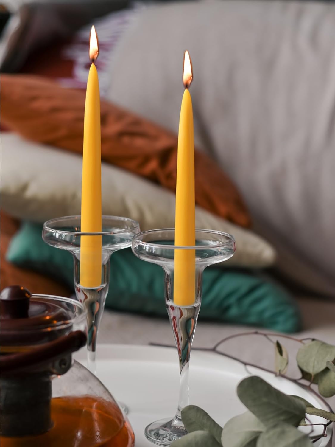 10 Inch Beeswax Taper Candles 6 Pack Natural Smokeless