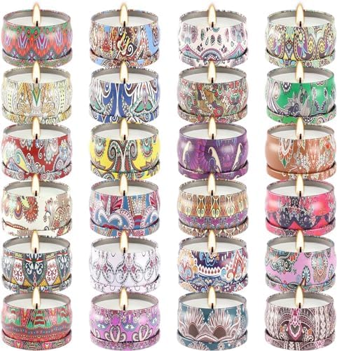 24 Scented Candles Gift Set Soy Wax Jar Candles