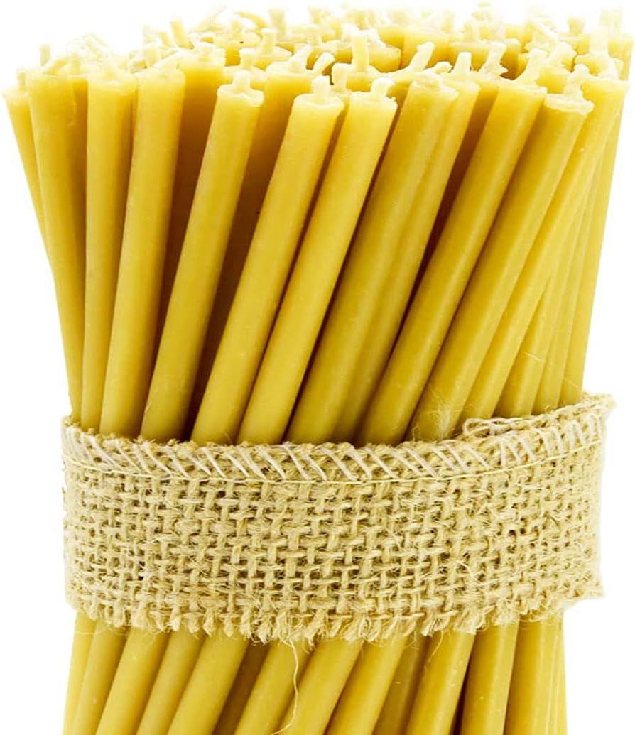DEYBBY Beeswax Birthday Candles 50 Count Taper Candles