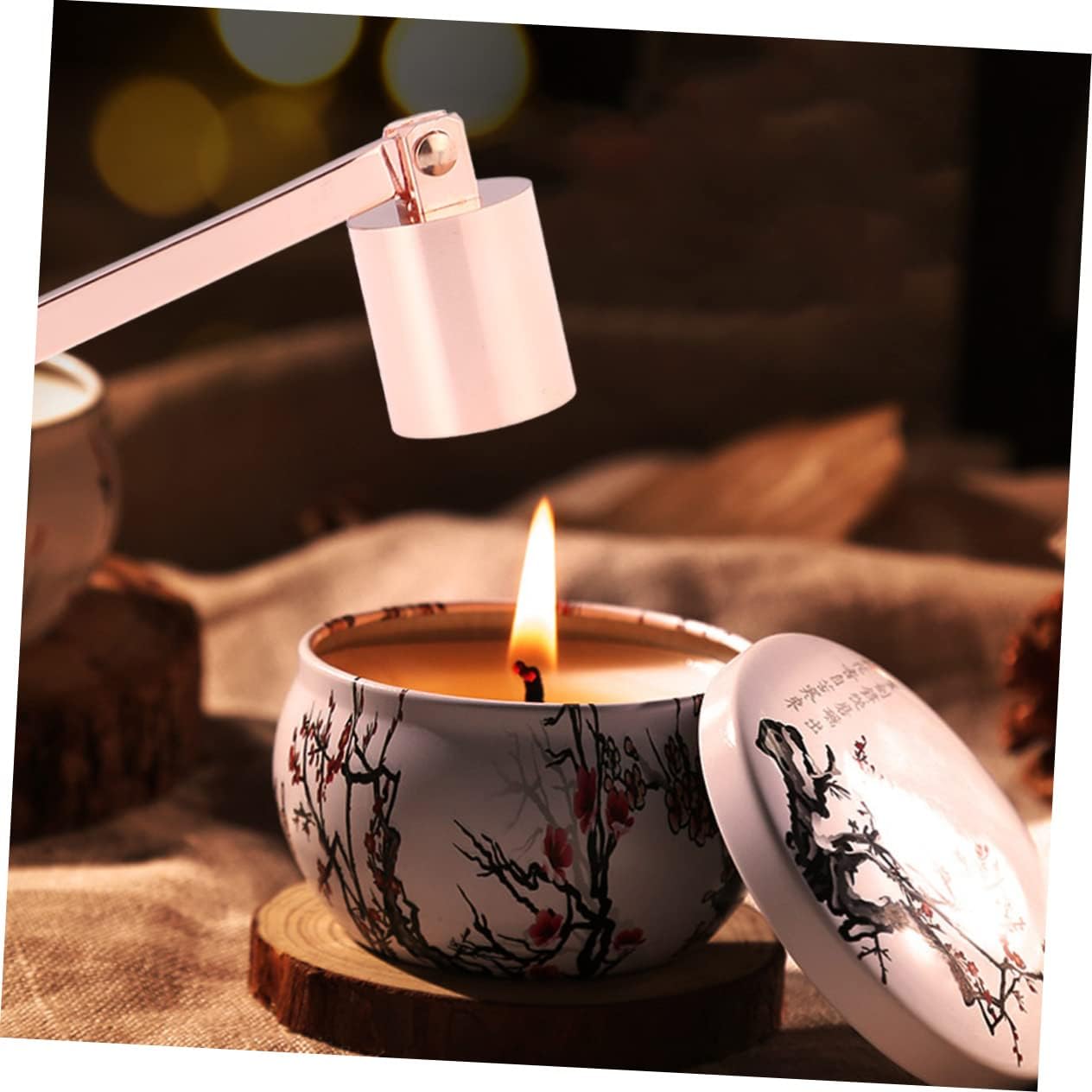 PRETYZOOM 2pcs Rose Gold Candle Snuffer and Wick Dipper Set