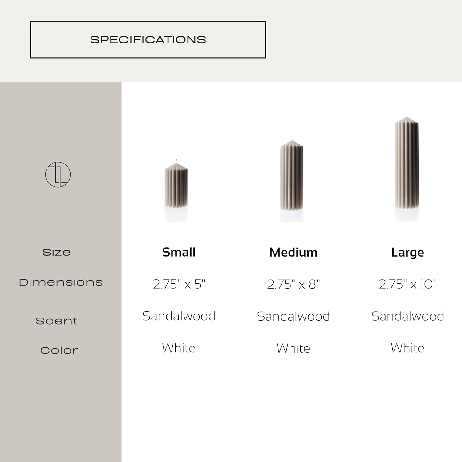 LAWA Ribbed Peak Pillar Candle - White