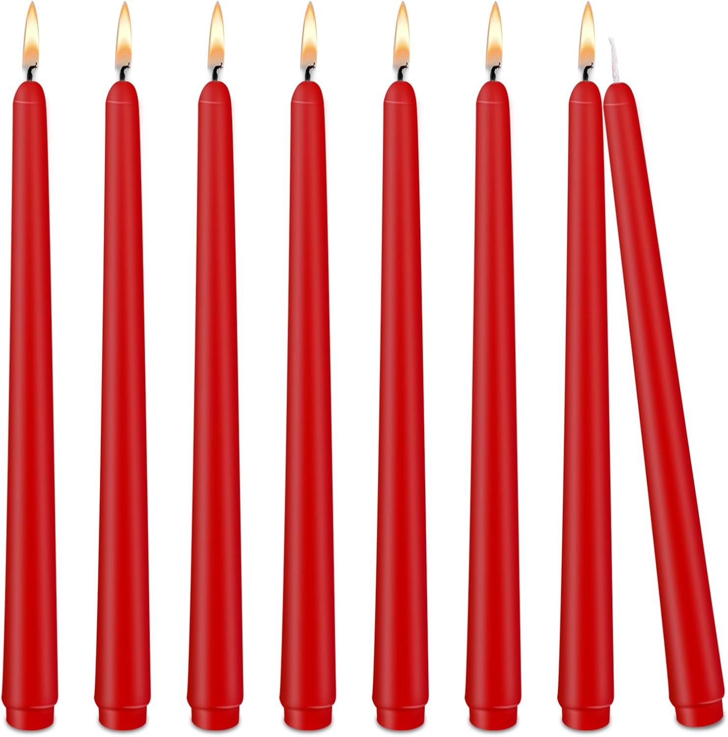 Seven Moons 10 Inch Taper Candles Pack of 8 Red Unscented