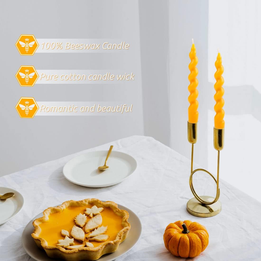 DEYBBY Spiral Beeswax Candle 7 Inch 2 Pack Taper Candles