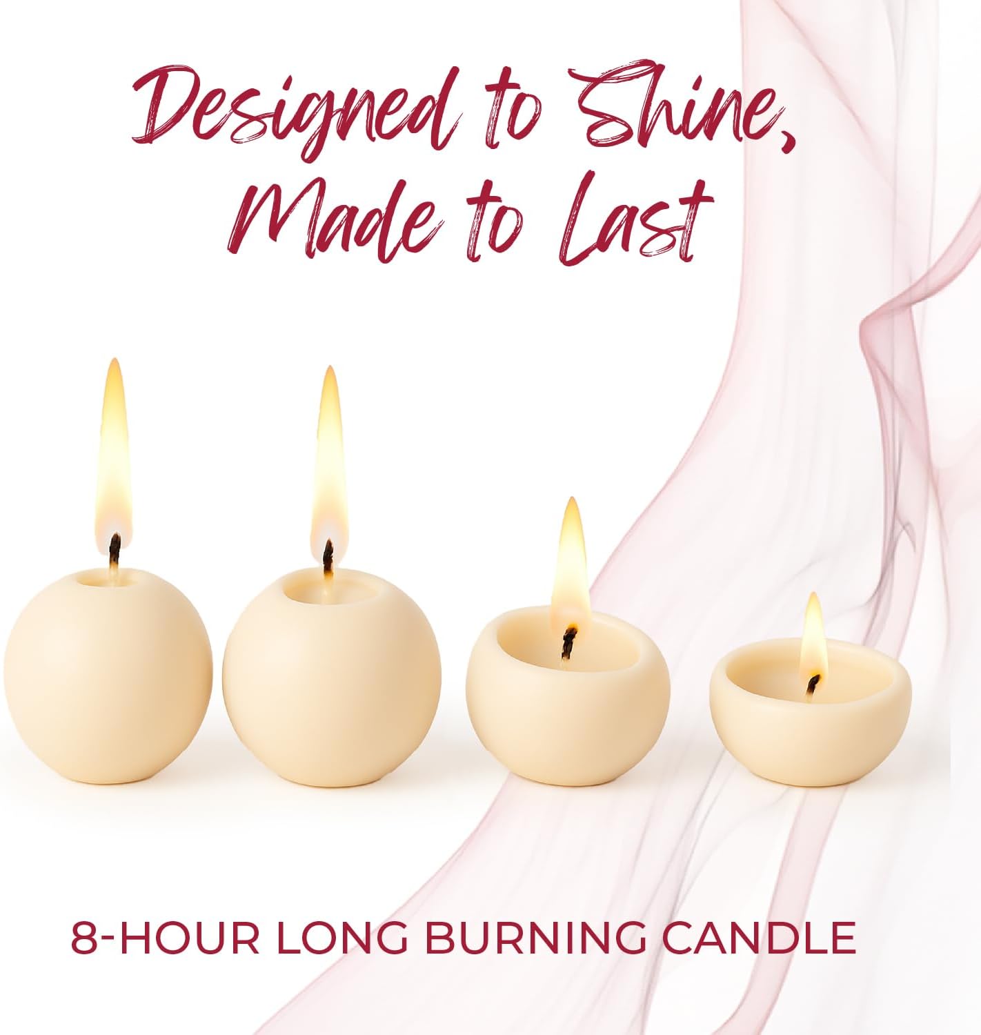 Biedermann Sons 8-Hour Long Burning Unscented Round Ball Candles Set of 4