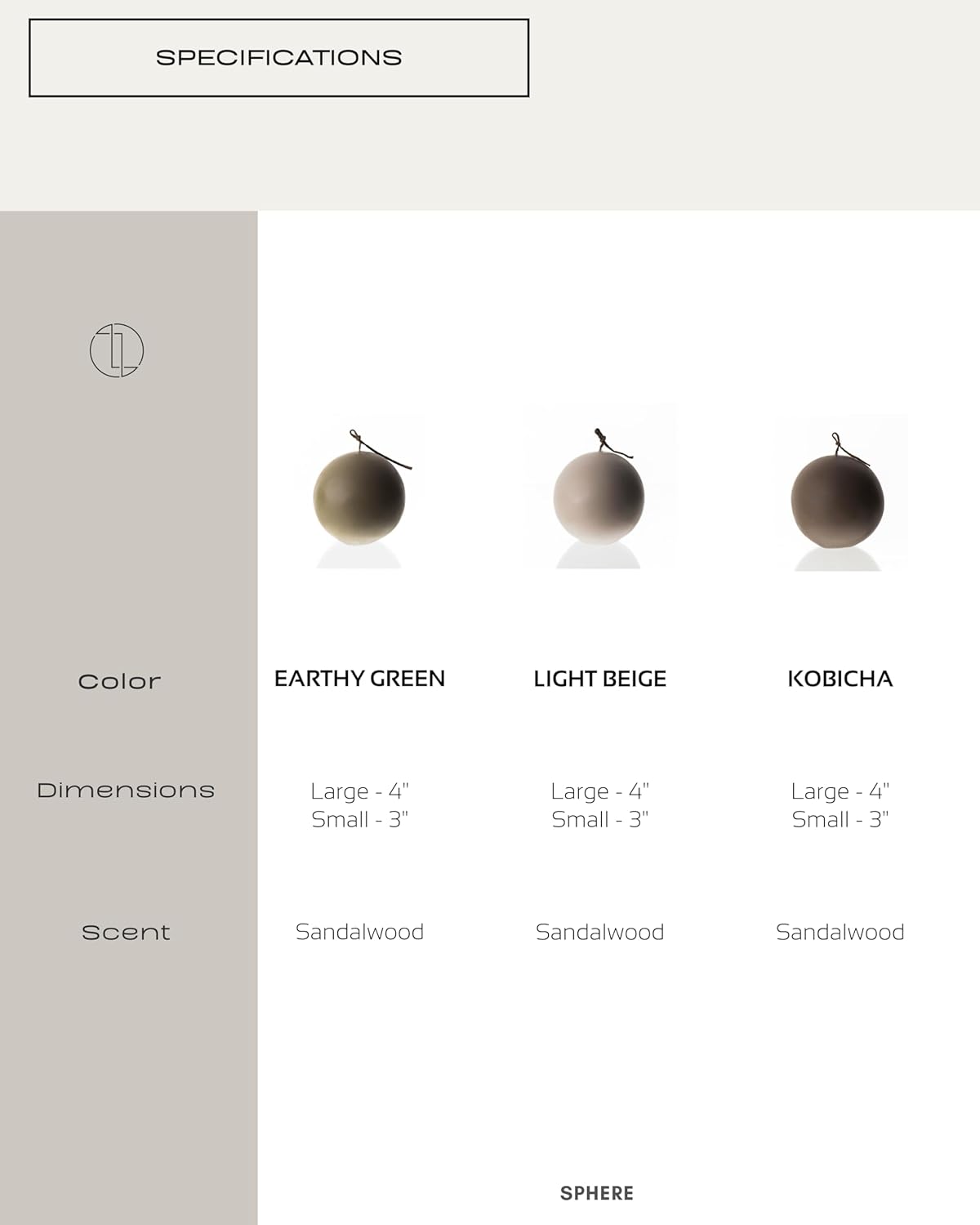 LAWA Sphere Candle - Light Beige Large
