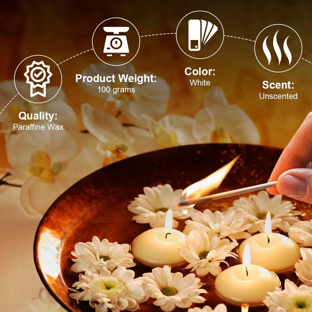 3 Inch White Floating Candles 12 Pack Dripless Smokeless