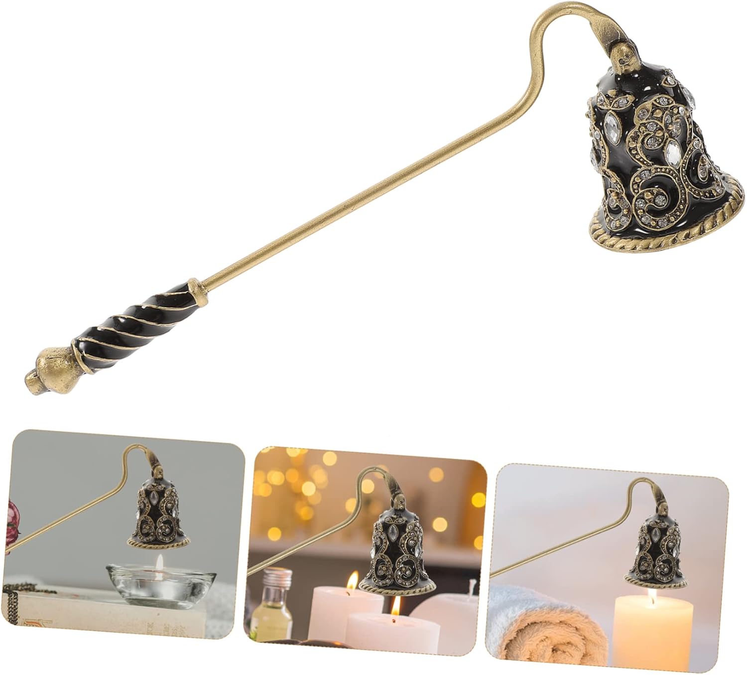 MAGICLULU Metal Candle Snuffer with Rhinestone Flower Design