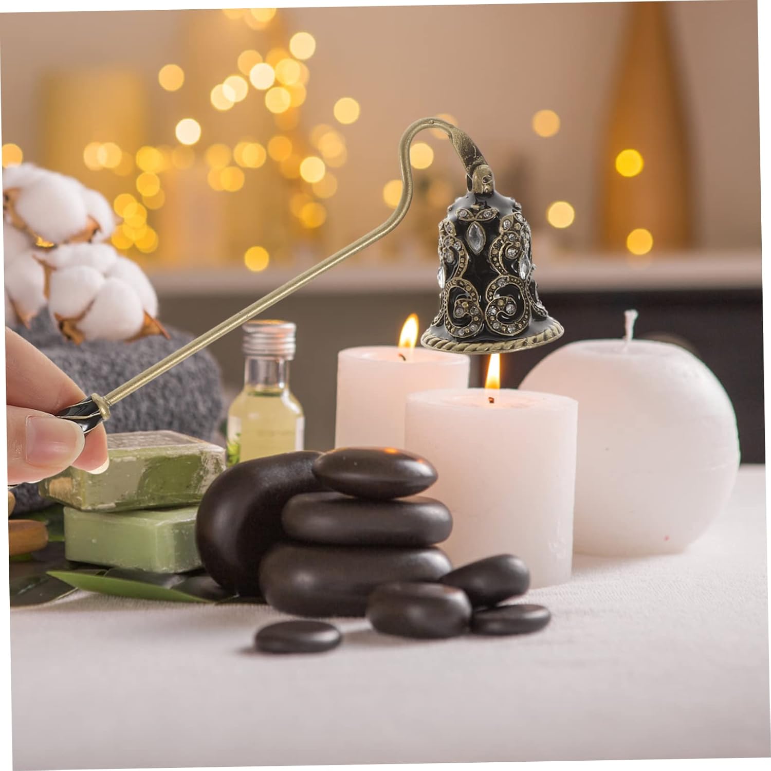 MAGICLULU Metal Candle Snuffer with Rhinestone Flower Design