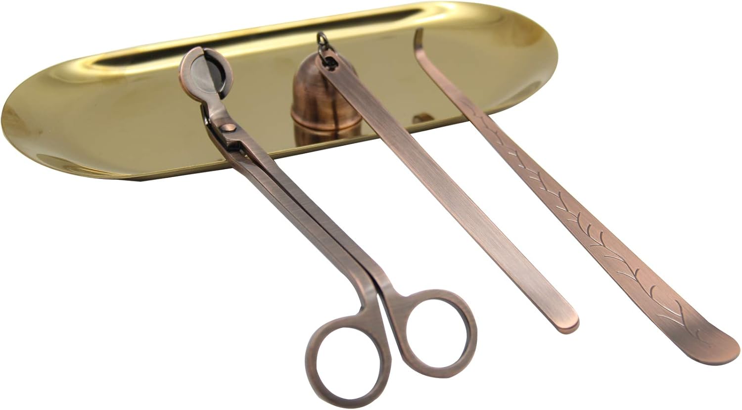 3 in 1 Candle Accessories Set Red Copper Includes Snuffer Trimmer Dipper