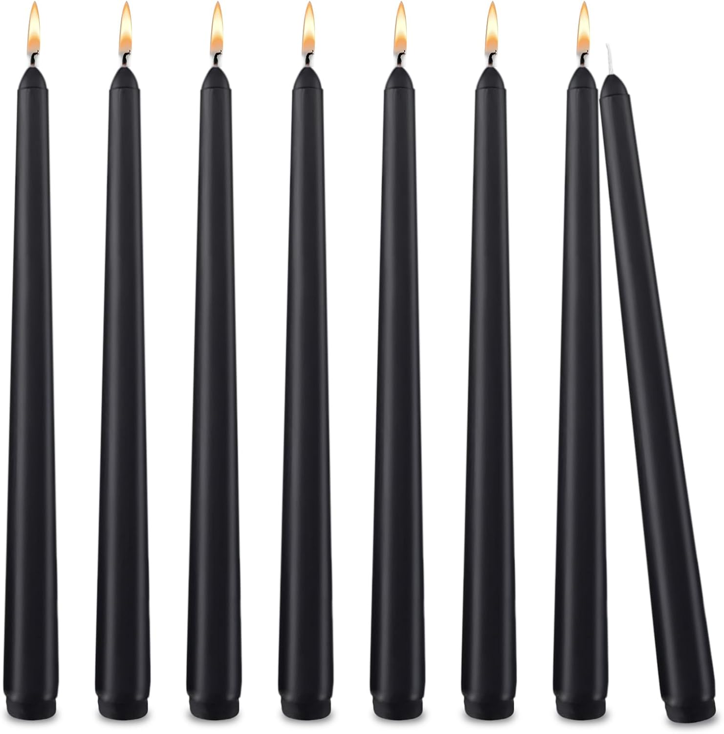8-Pack 10 Inch Hand Cast Black Drip Free Candles