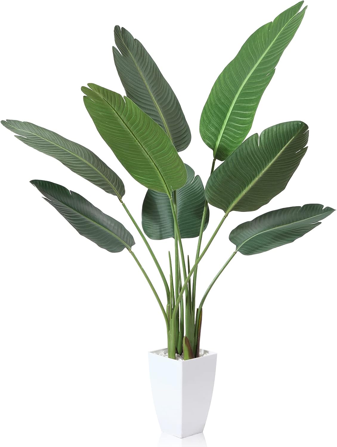 Artificial Bird of Paradise Plant 4 Ft with White Taper Planter
