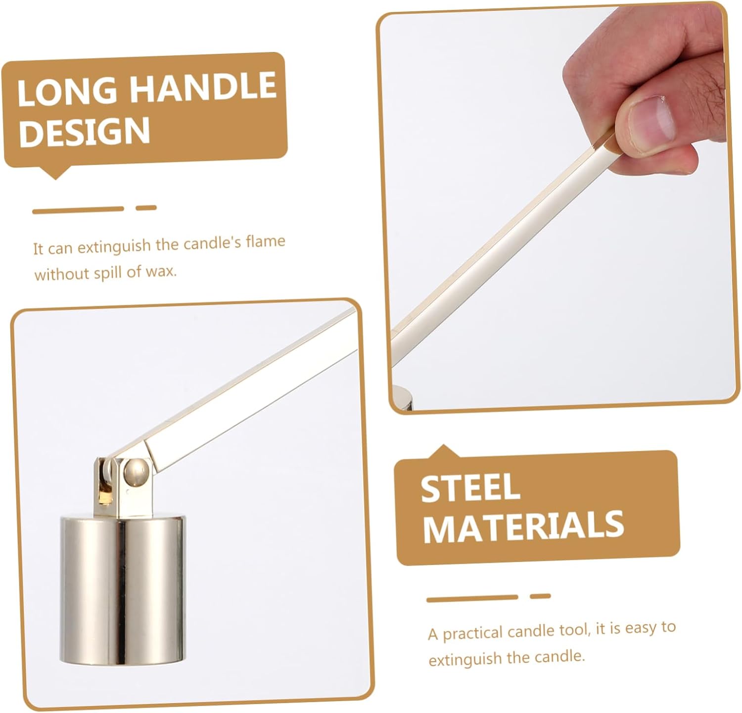 2pcs Portable Candle Snuffers Handle for Safe Extinguishing