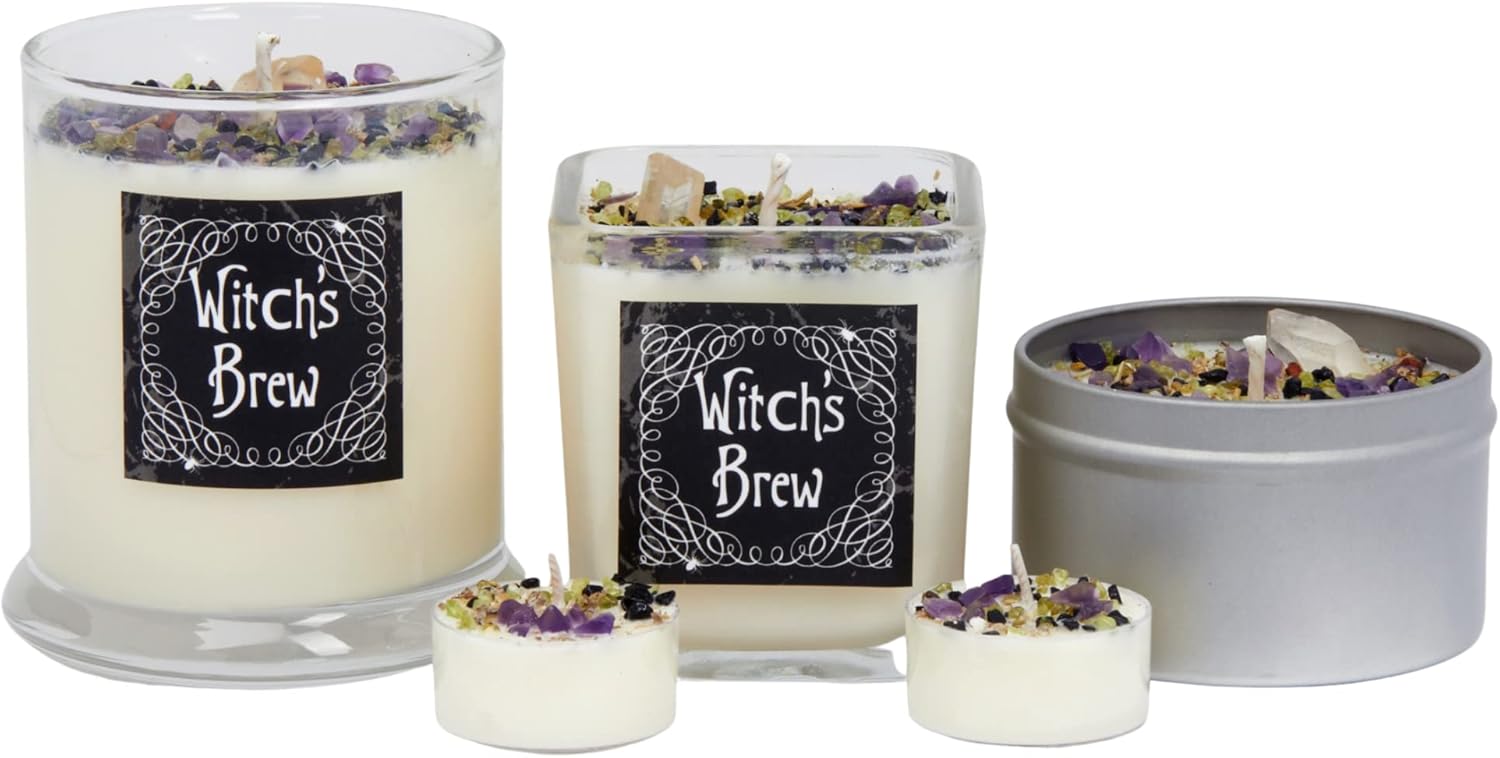 Witchs Brew Candle - Fall Scented with Herb Crystal