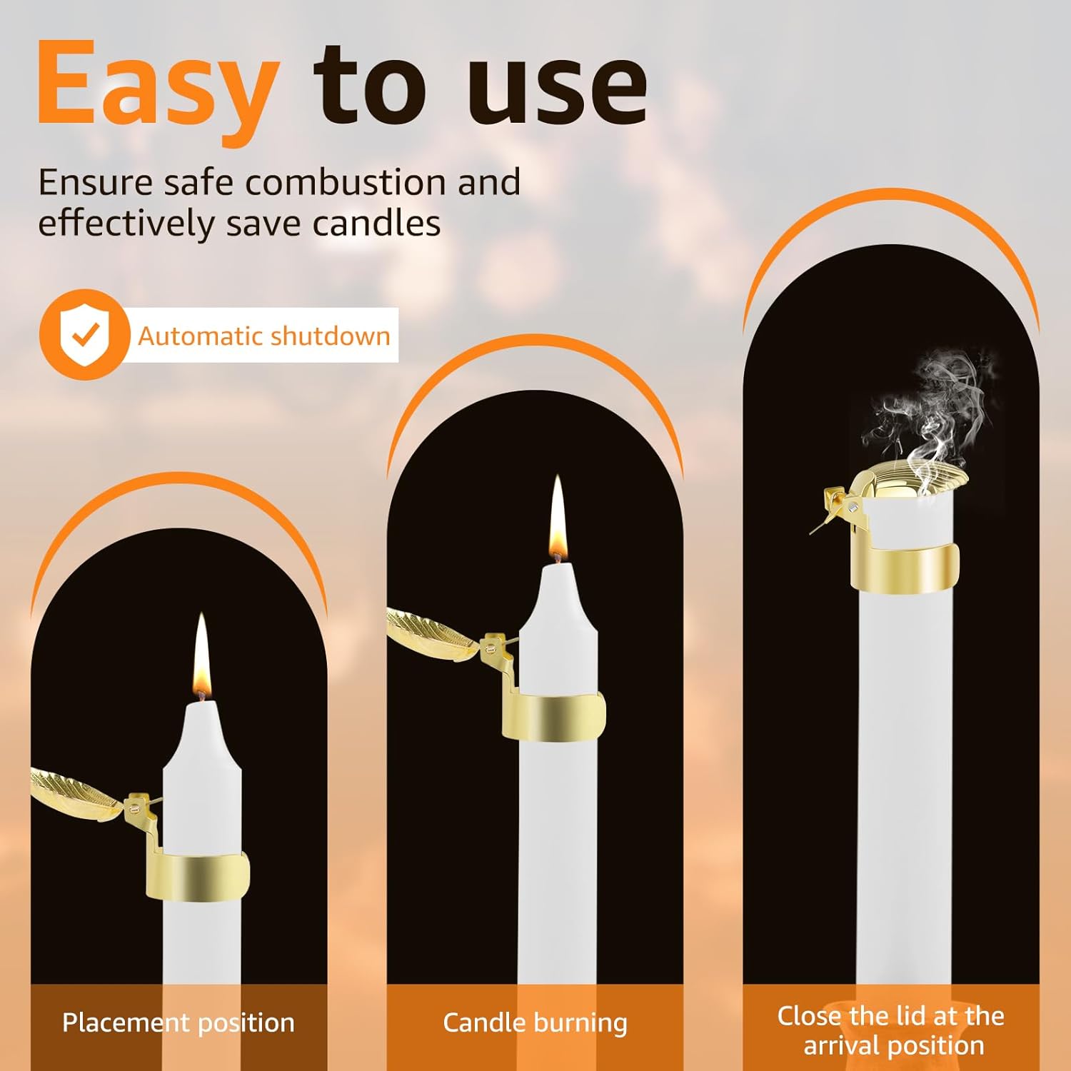4 Pcs Shell Shape Candle Snuffer Gold Metal Candle Extinguisher
