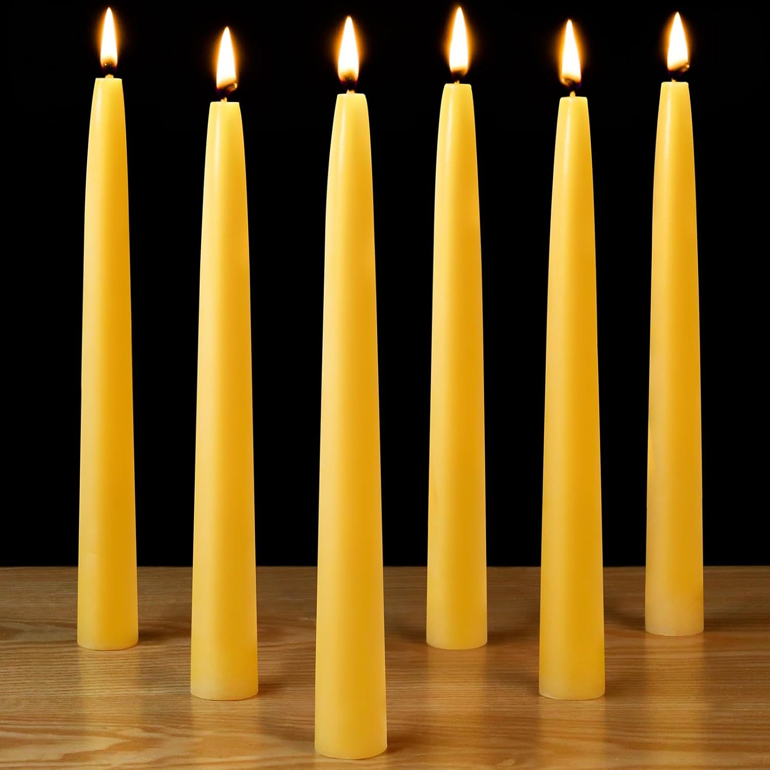 10 Inch Beeswax Taper Candles 6 Pack Natural Smokeless