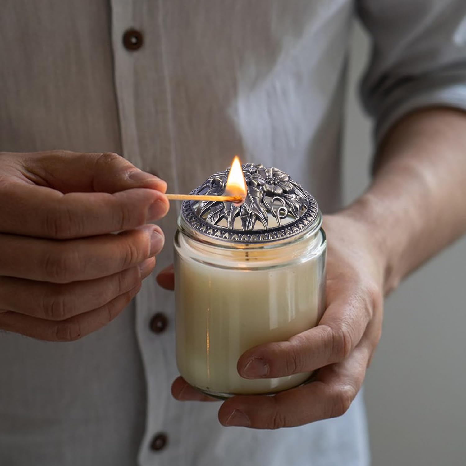 Globleland 3Pcs 3Inch Flower Candle Covers for Jar Candles