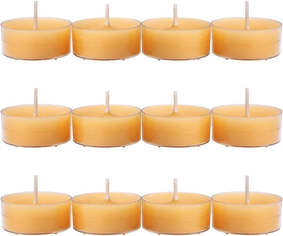12pcs Natural Beeswax Tealight Candles Handmade Decorative Unscented