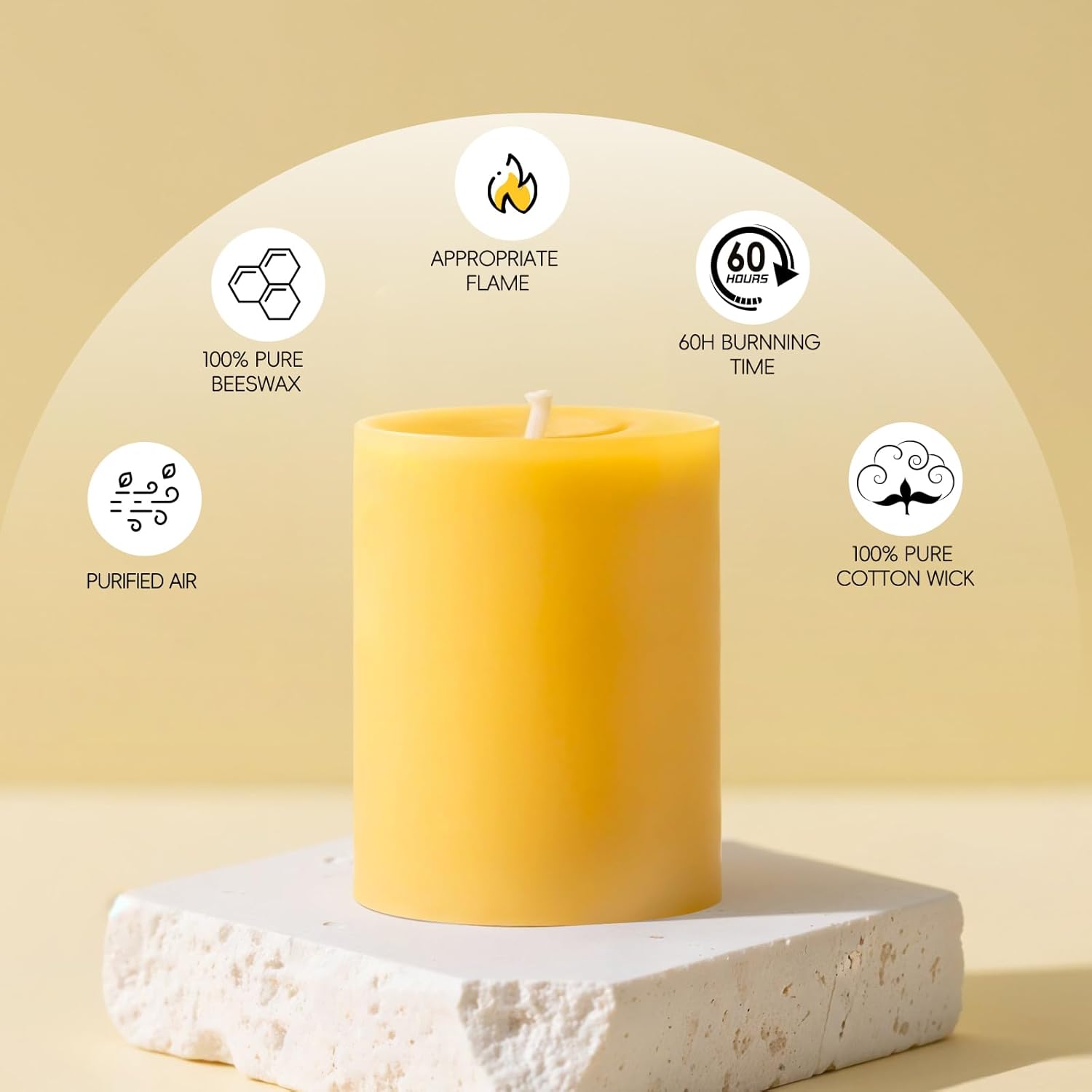 Uniteland 3 Pack Beeswax Pillar Candles