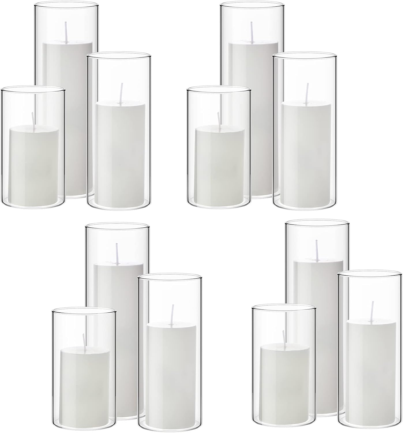Shihanee 12 Piece Pillar Candle Set with Clear Glass Vases
