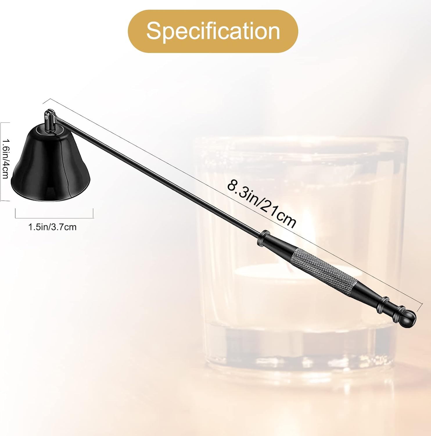 Esteopt Candle Snuffer with Long Handle and Gift Box Packaging Black
