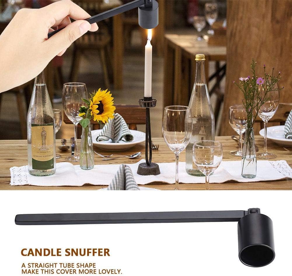 Walfront Stainless Steel Candle Snuffer Wick Dipper Tool Hook Black