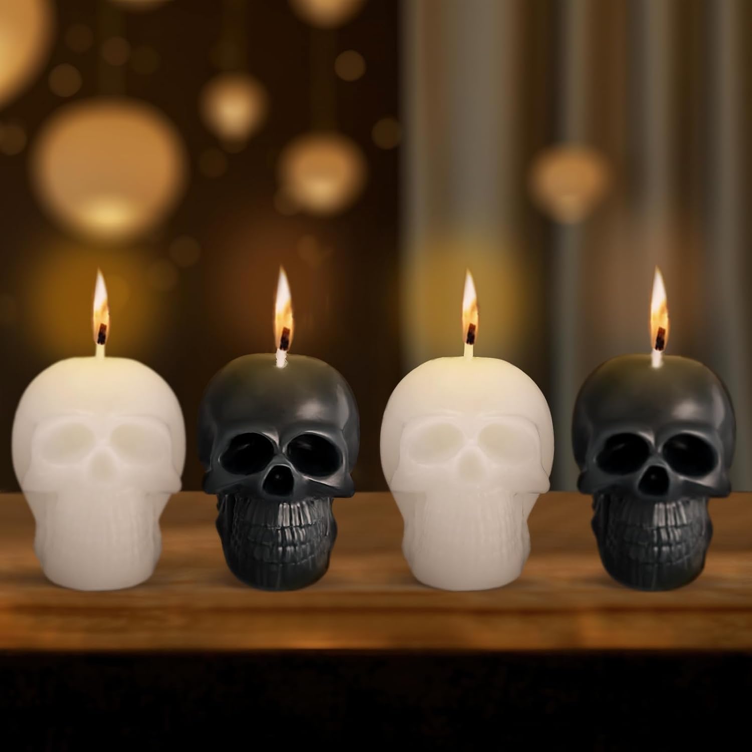 Nuanchu 8 Pcs Halloween Skull Candles Set