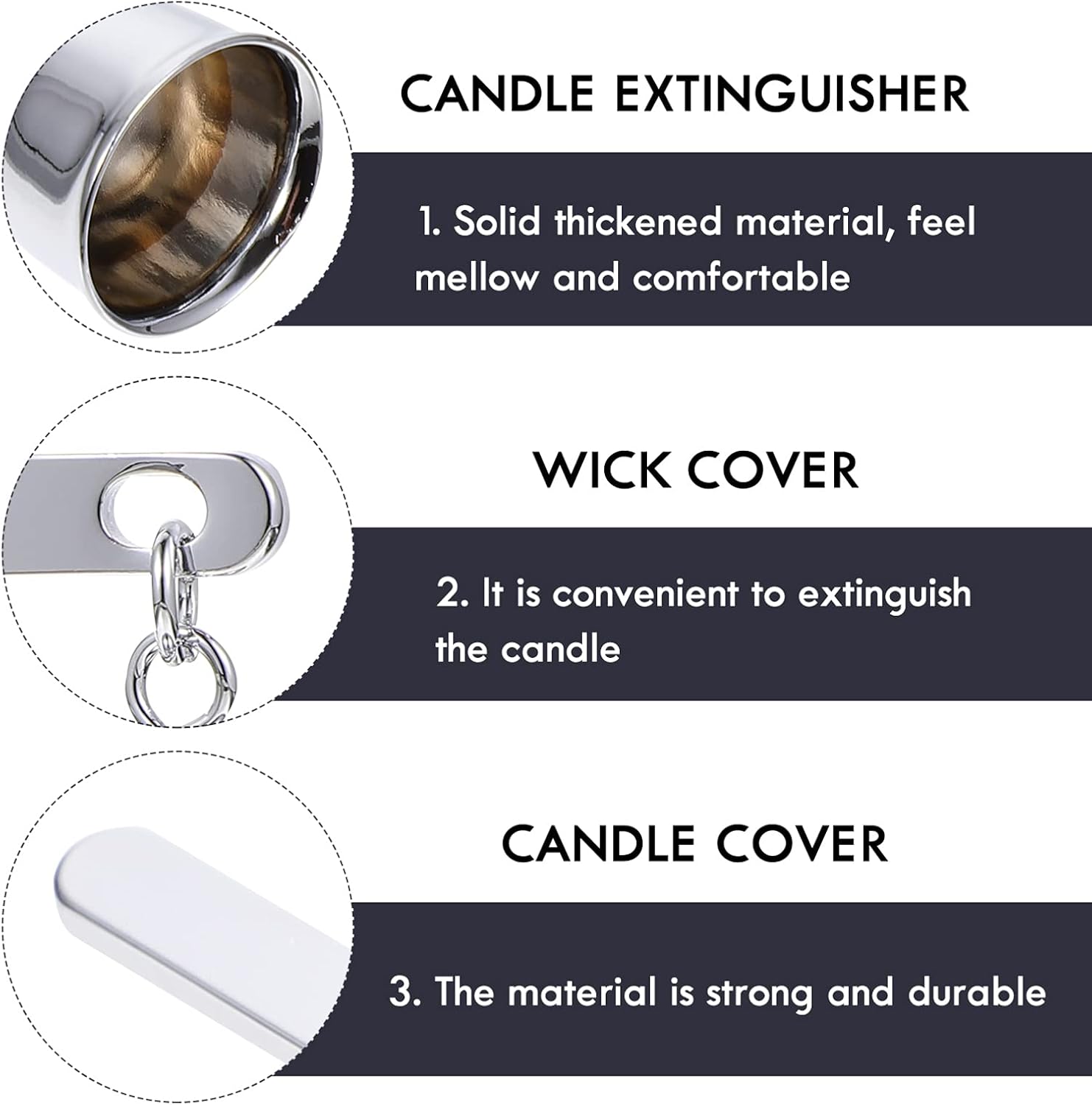 Bell Shape Stainless Steel Candle Snuffer with Long Handle