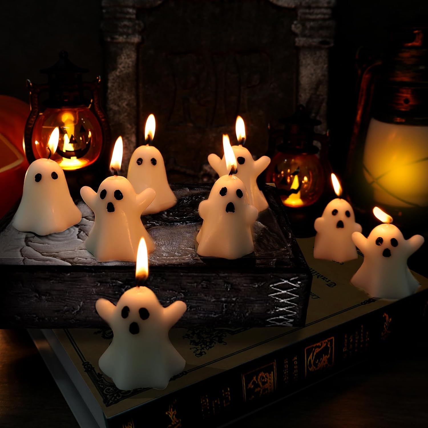12 PCS Halloween Ghost Candles Spooky Decor