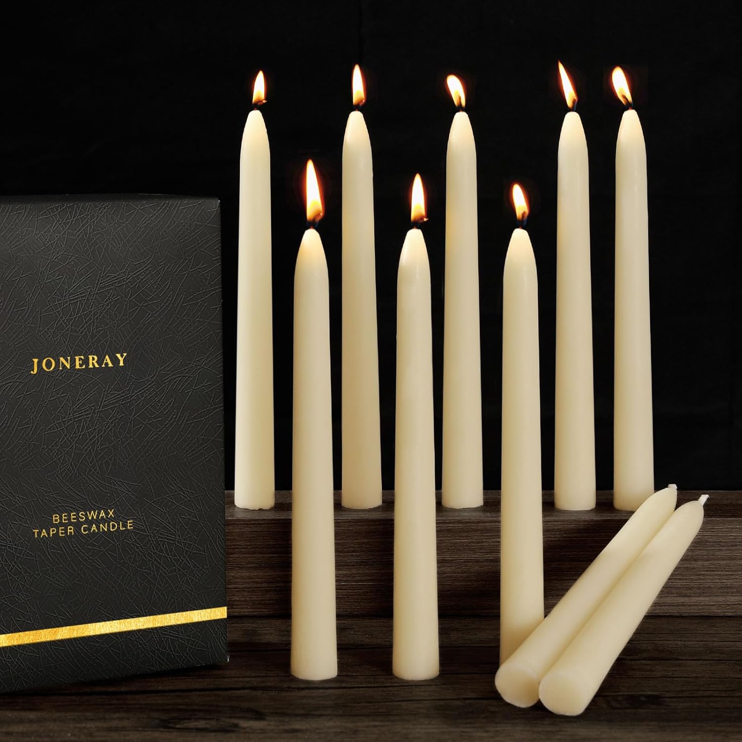 Ivory Beeswax Taper Candles Pack of 10