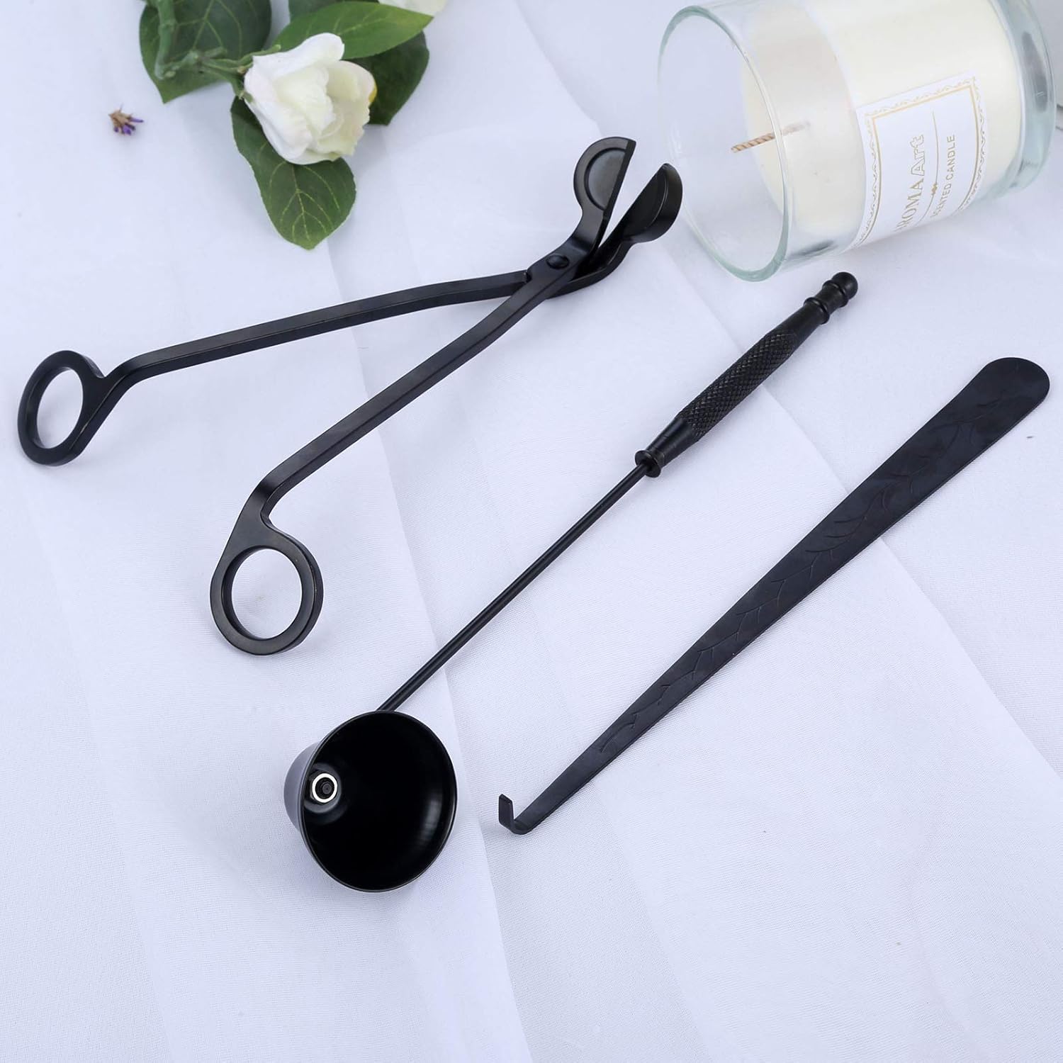 MUXSAM 3 in 1 Candle Tools Set - Candle Snuffer Wick Trimmer Wick Dipper