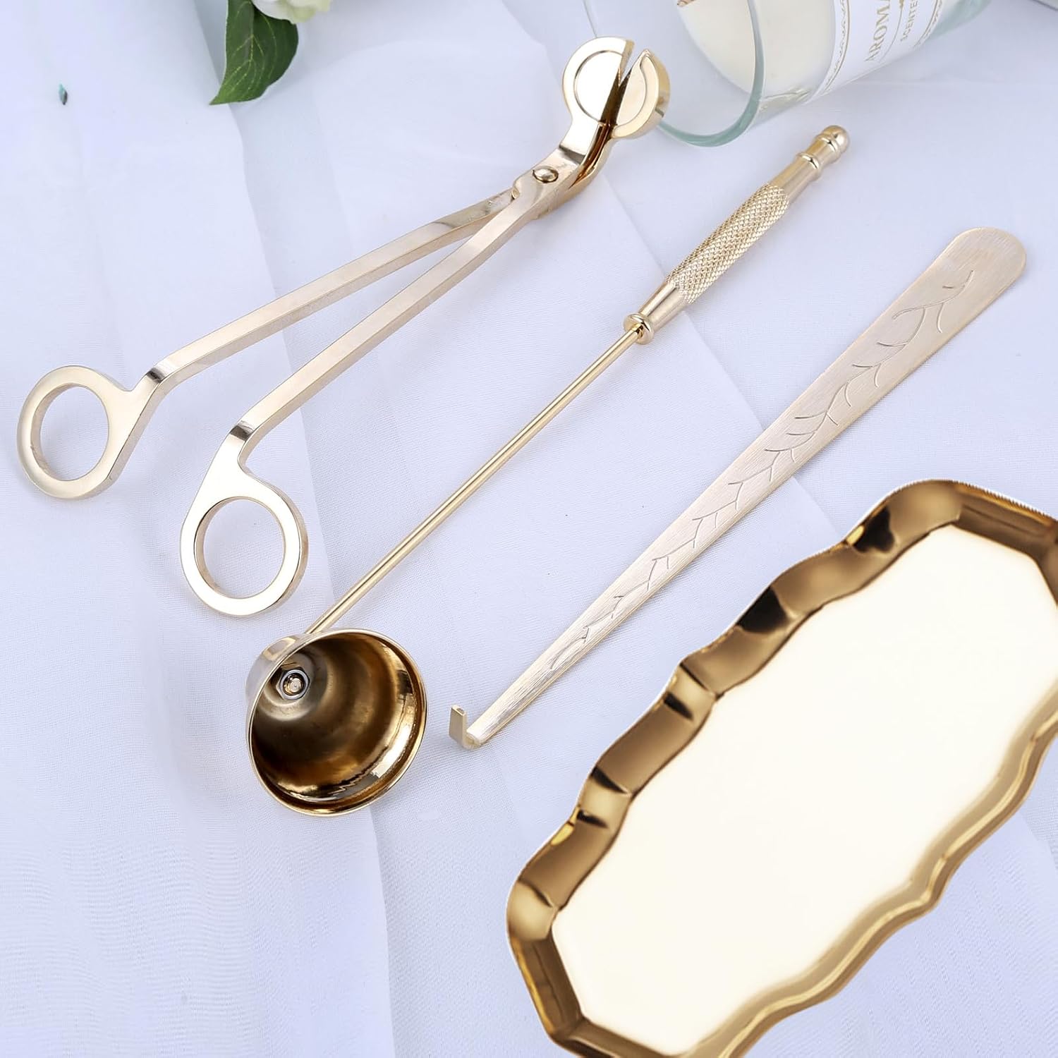 MUXSAM 4-in-1 Candle Care Tool Set with Gold Finish