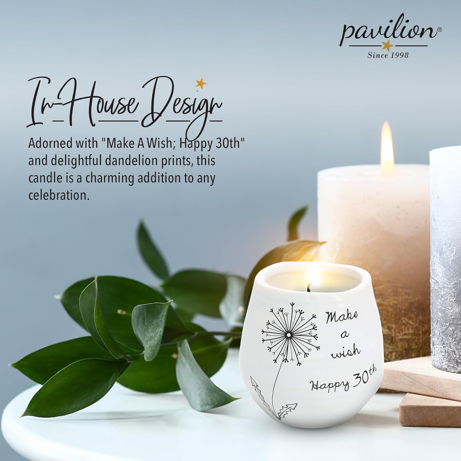 Pavilion 8 Oz Ceramic Candle Holder with Soy Wax and Serenity Scent