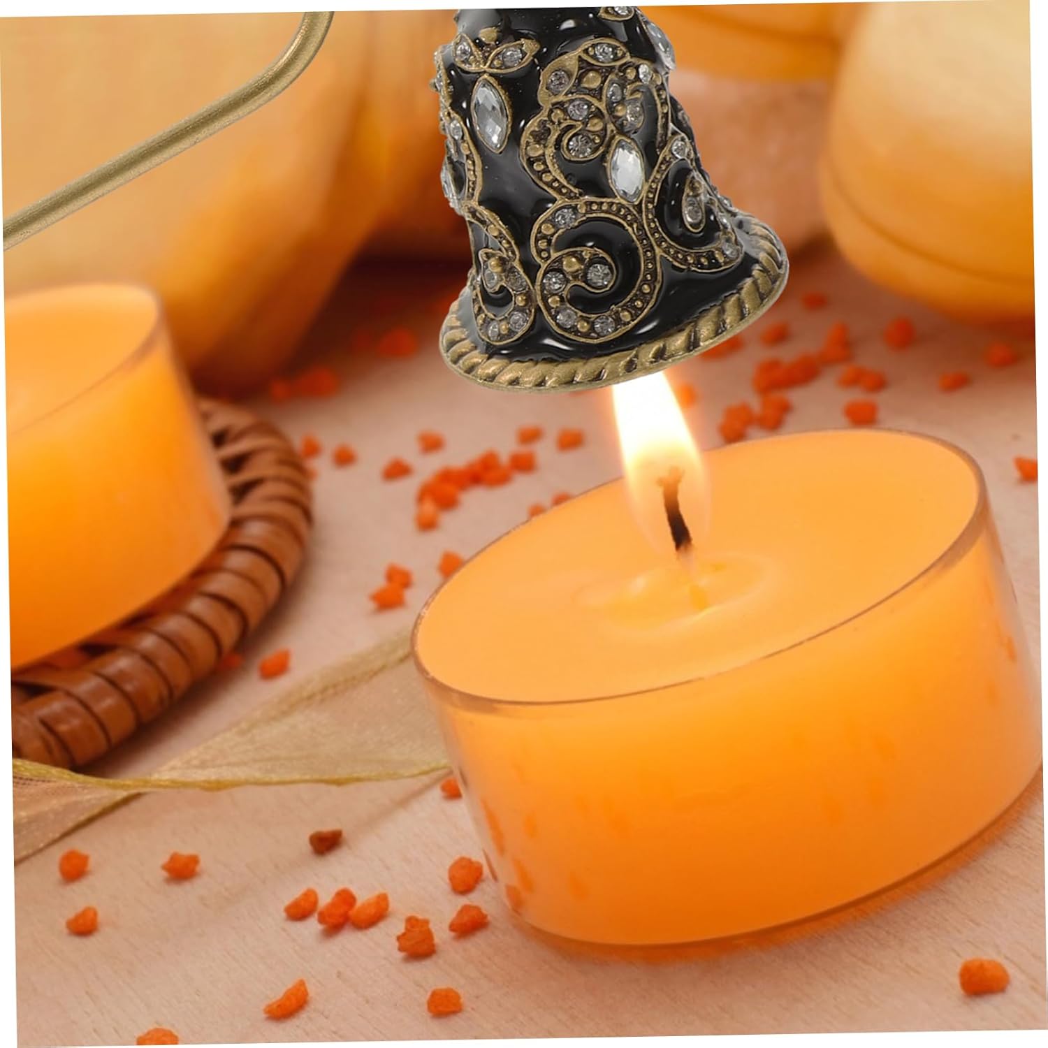 MAGICLULU Metal Candle Snuffer with Rhinestone Flower Design