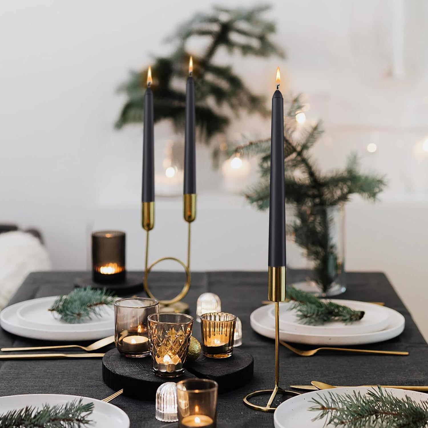 8-Pack 10 Inch Hand Cast Black Drip Free Candles