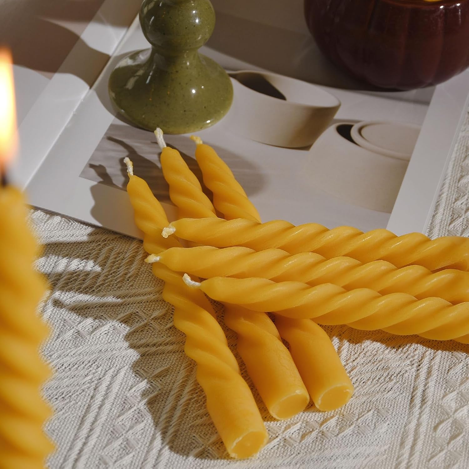 DEYBBY Spiral Beeswax Candles Set of 4