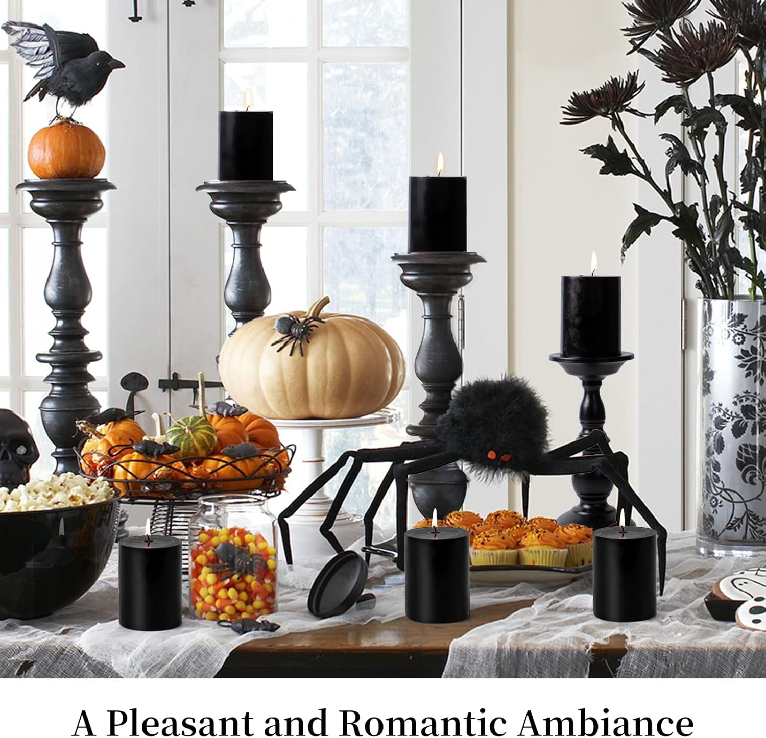KONNI Unscented Pillar Candles Set of 3 3x4 Inches Smokeless Dripless