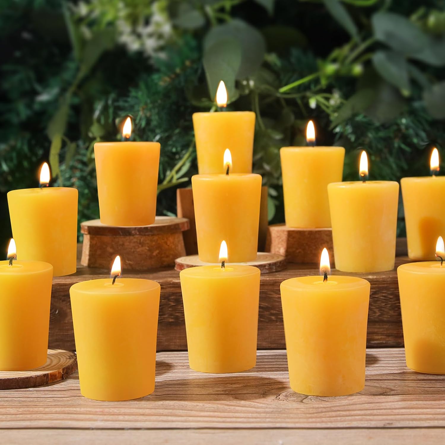 12 Pack Beeswax Votive Candles Pure Smokeless Burn
