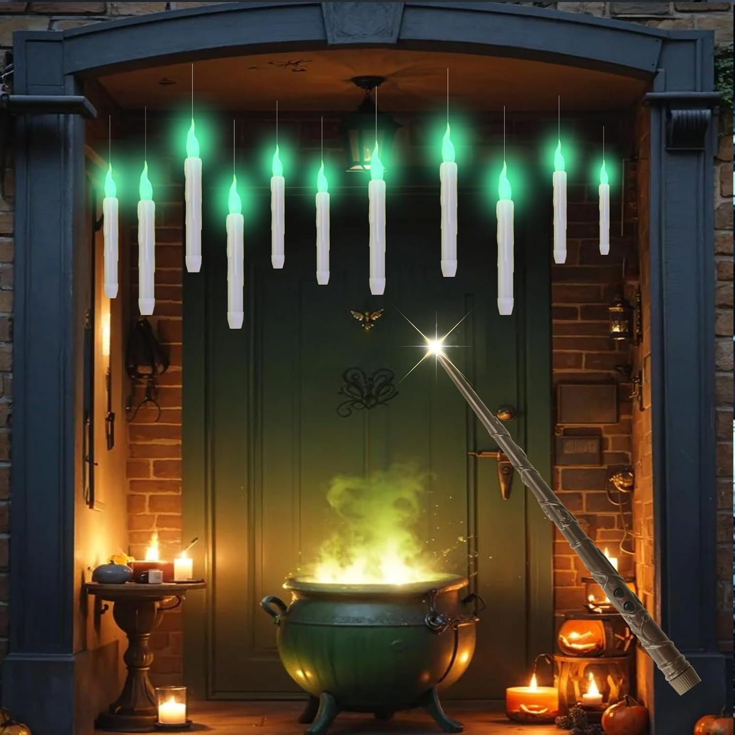 GUAOOYY Floating Candles with Wand 12PCS Flameless Halloween Decor