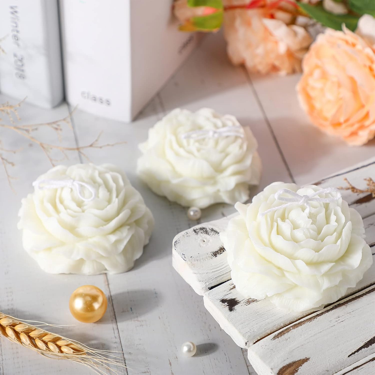 Roowest 3 Pcs Flower Shaped Soy Wax Candles