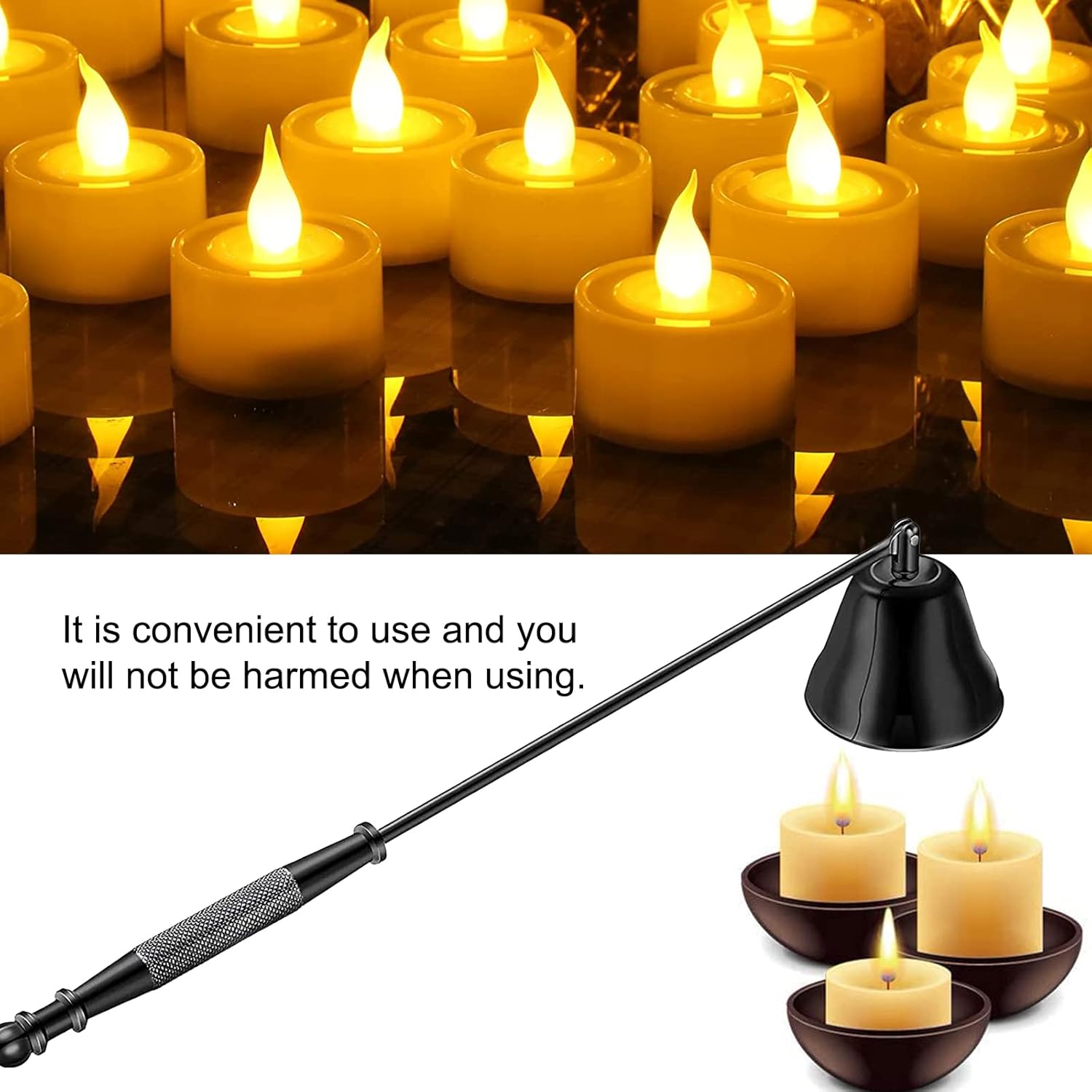 Esteopt Candle Snuffer with Long Handle and Gift Box Packaging Black