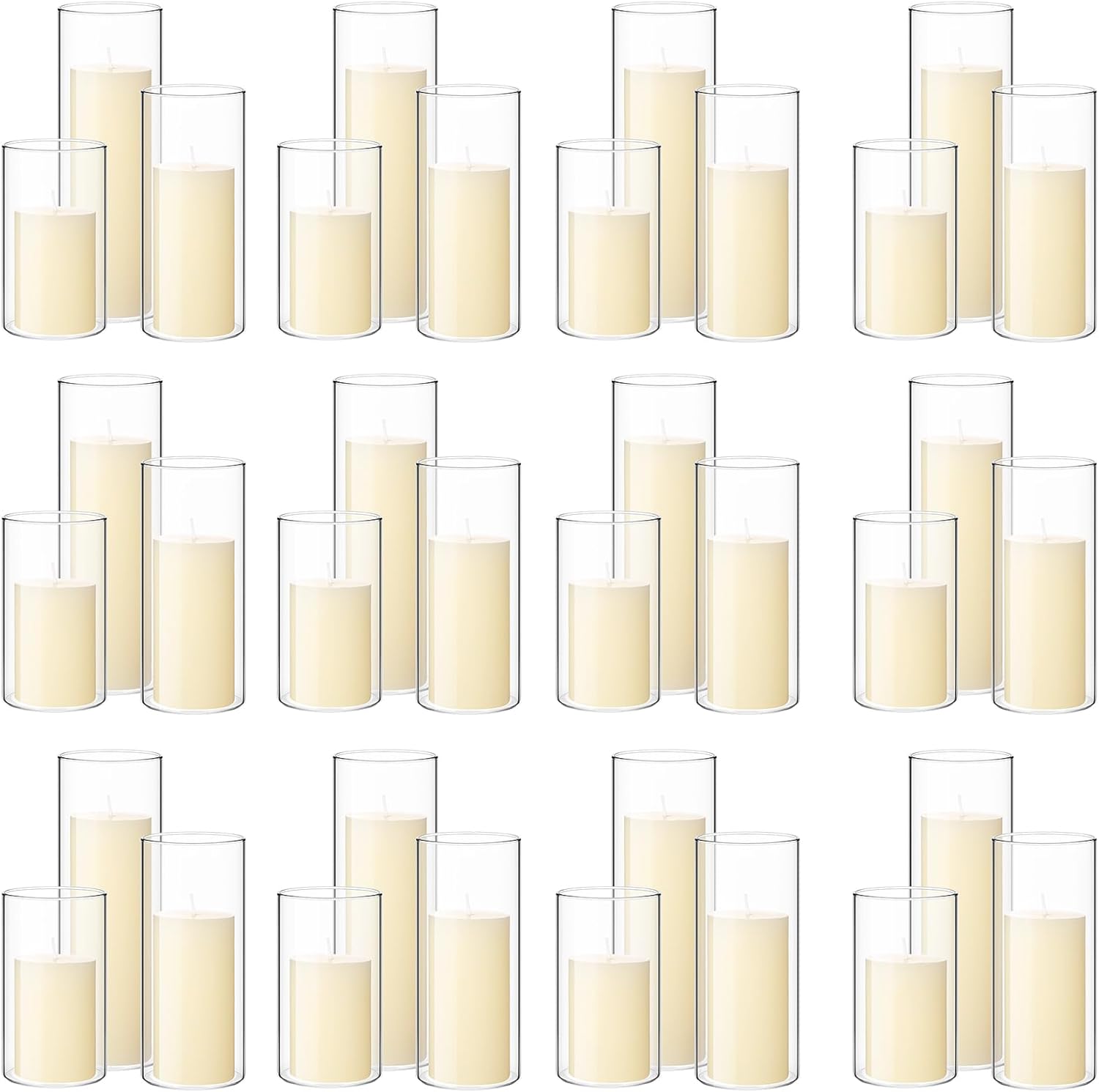 Shihanee 36 Piece Pillar Candle Set with Glass Vases