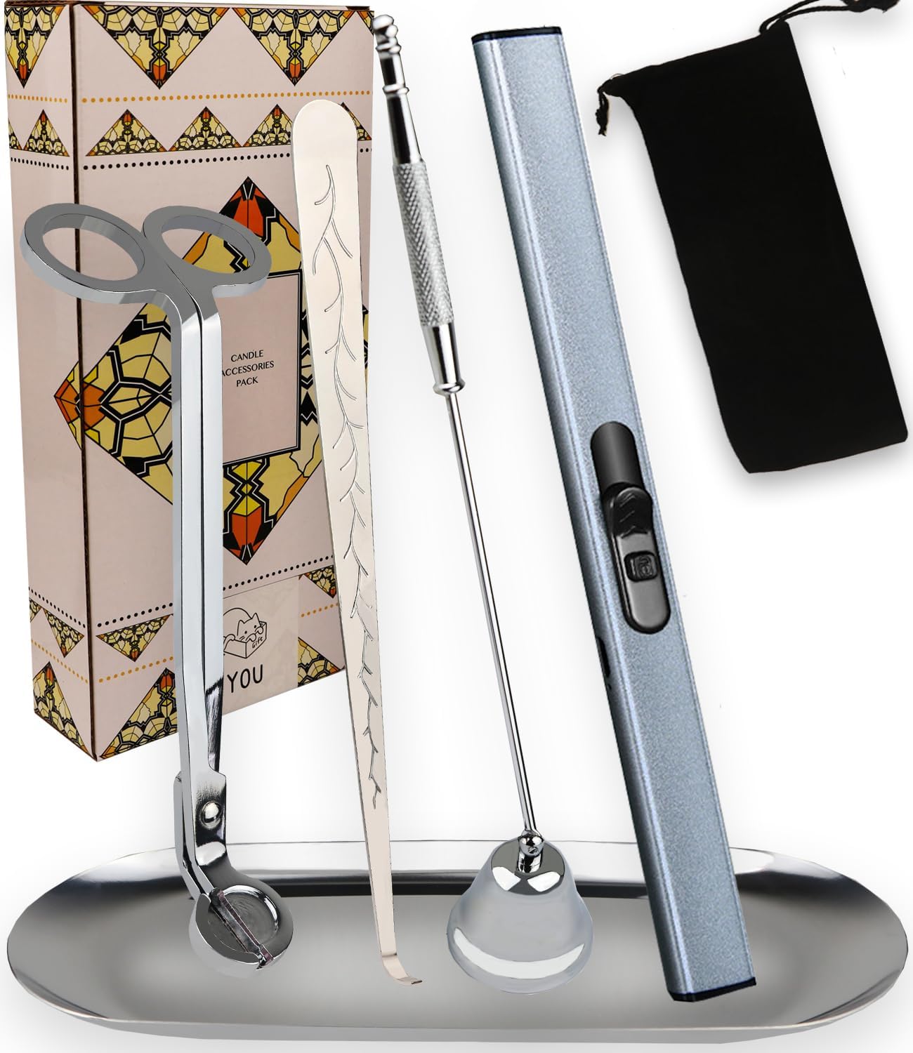 5 In 1 Candle Accessory Kit Silver Set