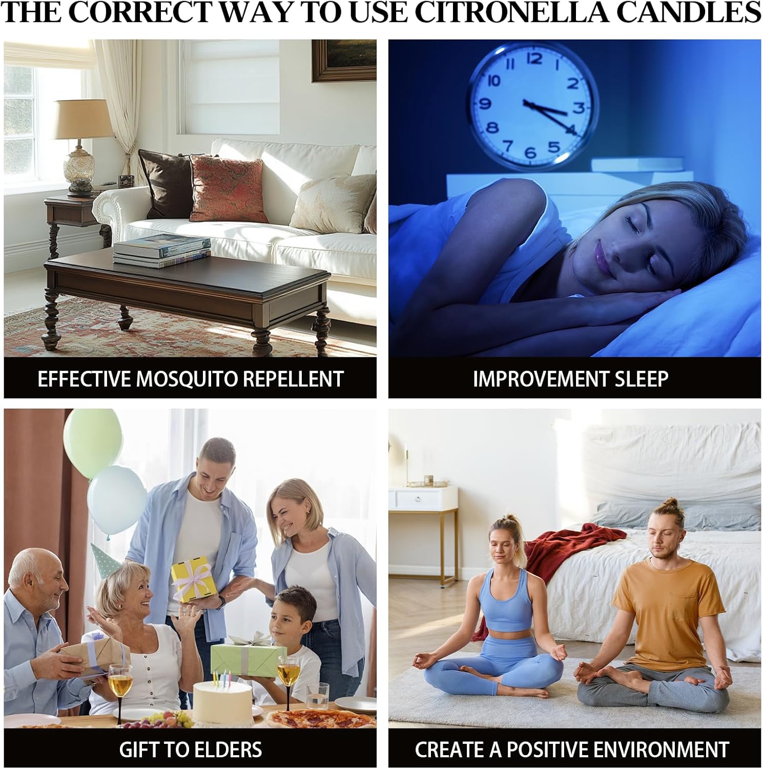 Citronella Candles 4 Pack Natural Soy Wax Outdoor Set